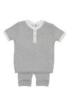 Feltman Brothers Babies'  Knit Henley & Pants Set In Heather Grey