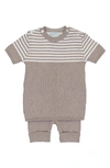 Feltman Brothers Babies' Knit Sweater & Shorts Set In Heather Tan