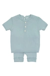 Feltman Brothers Babies' Knit Henley & Pants Set In Mint