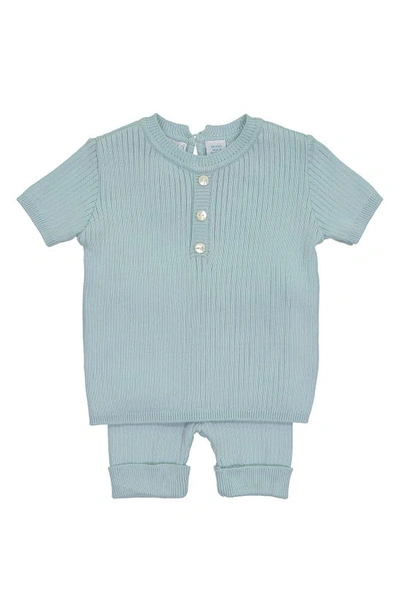 Feltman Brothers Babies'  Knit Henley & Trousers Set In Mint