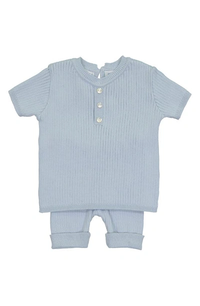 Feltman Brothers Babies' Knit Henley & Pants Set In Powder Blue