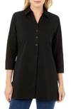 Foxcroft Pamela Stretch Button-up Tunic In Black