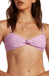 Billabong Tanline Lulu Bandeau Bikini Top In Lit Up Lilac