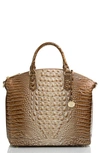 Brahmin Large Duxbury Croc Embossed Leather Satchel In Cappuccino Ombre Melbourne