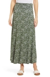 Loveappella Roll Top Maxi Skirt In Sage/ Ivory