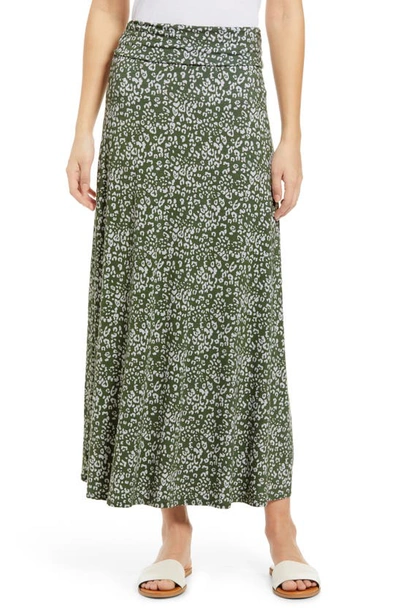 Loveappella Roll Top Maxi Skirt In Sage/ Ivory