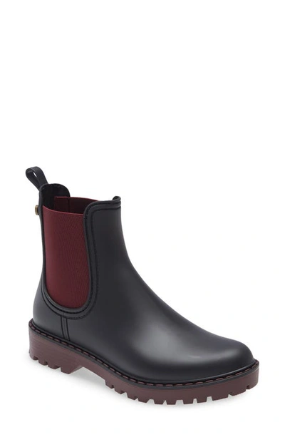 Toni Pons Cavour Chelsea Boot In Black/ Burgundy Rubber