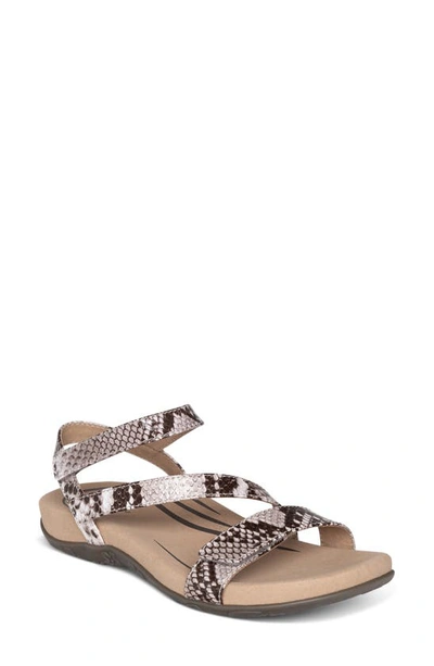 Aetrex Gabby Snake Embossed Strappy Sandal In Snake Leather