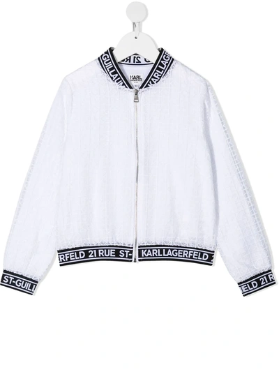 Karl Lagerfeld Kids' Ceremony Organza Bomber Jacket In White
