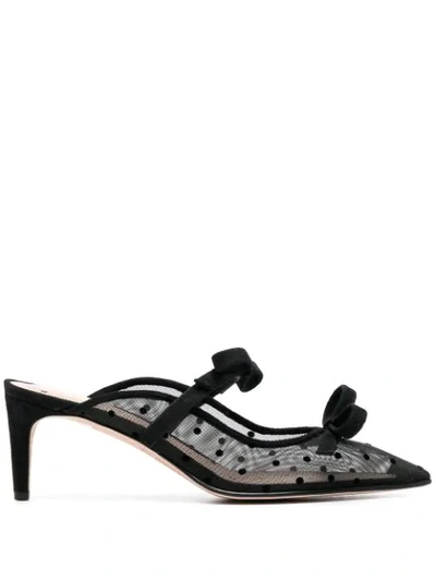Red Valentino Pointed-toe Bow-detail Mules In Black