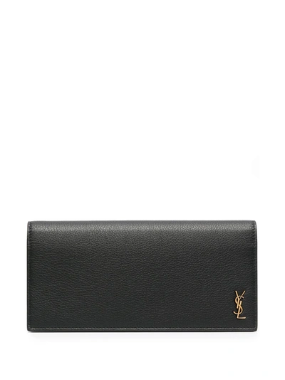 Saint Laurent Monogram Leather Continental Wallet In Black