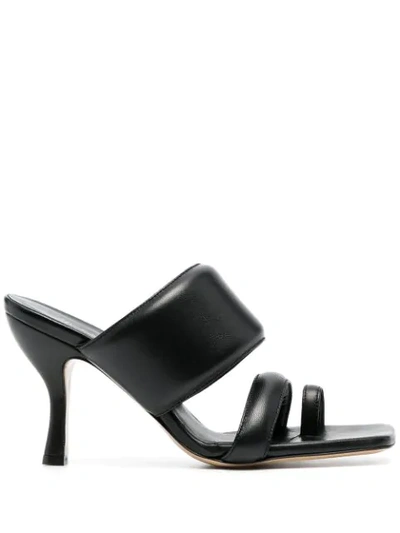 Gia Couture Leather Strap Mules In Black