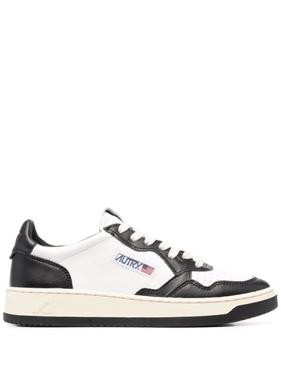 Autry White And Black Leather Sneakers In Multicolor