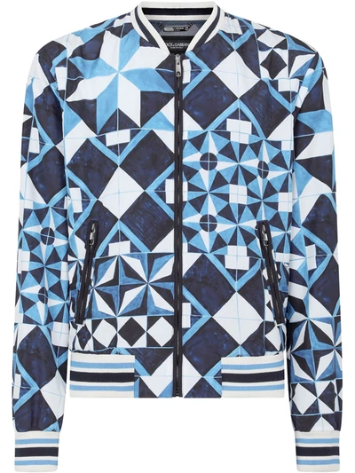 Dolce & Gabbana Geometric-print Bomber Jacket In Multicolor