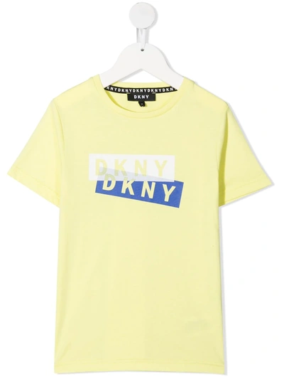 Dkny Teen Logo Print T-shirt In Blu