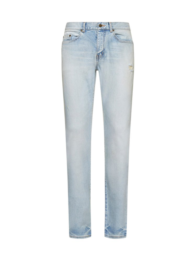 Saint Laurent Blue Faded-effect Straight Jeans