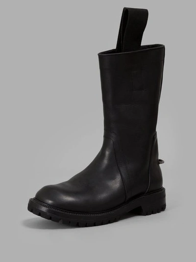 Rick Owens Leather Biker Boots With Pull Loops In Black | ModeSens