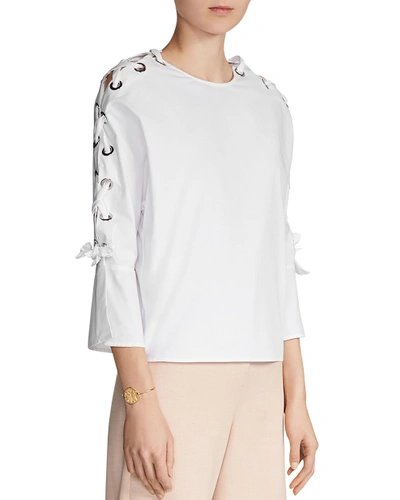 Maje Leno Lace-up Top In White