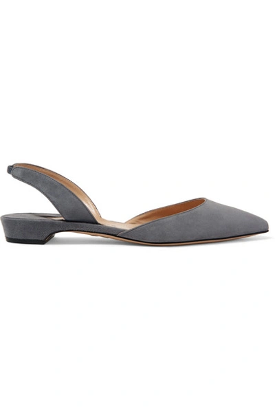 Paul Andrew Rhea Suede Point-toe Flats In Anthracite