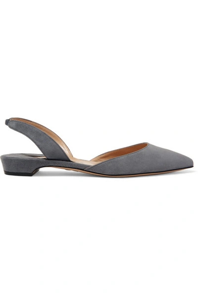 Paul Andrew Rhea Suede Point-toe Flats In Anthracite | ModeSens