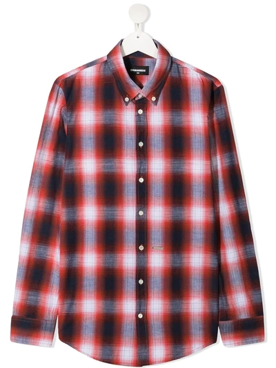 Dsquared2 Teen Check-pattern Shirt In Red