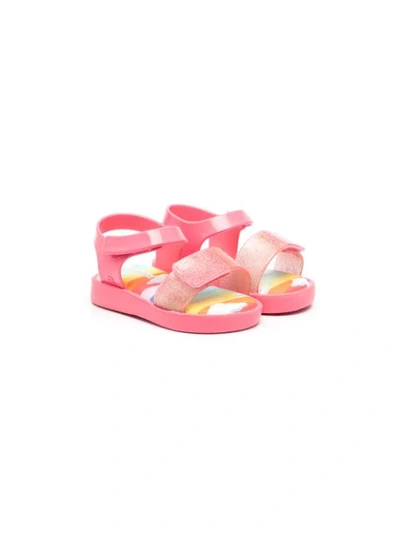 Mini Melissa Kids' Glitter-embellished Touch-strap Sandals In Pink