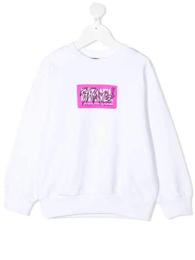 Diesel Kids' Brave Logo Patch Sweatshirt In White