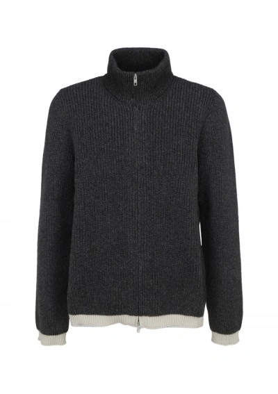 Maison Margiela Full-zip Turtleneck Sweater In Grey
