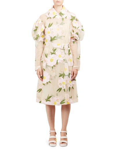 Simone Rocha Double Breasted Floral Sheer Jacket In Pink Nude