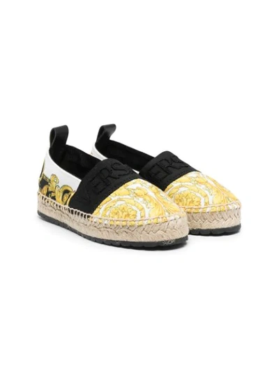 Young Versace Kids' Barocco-print Espadrilles In Yellow