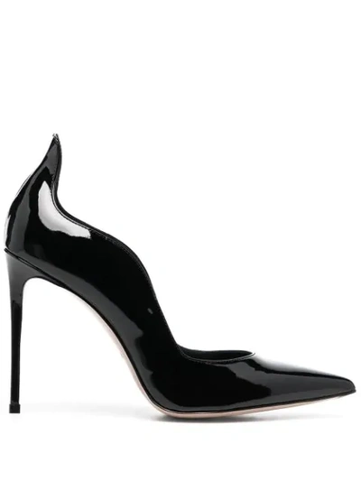 Le Silla Wave-edge Patent Leather Pumps In Black