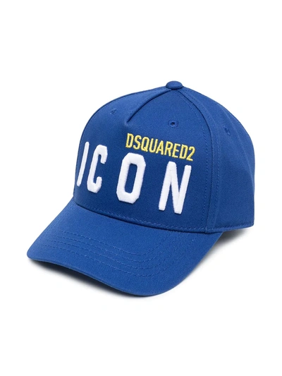 Dsquared2 Kids' Embroidered-logo Six-panel Cap In Blue