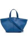 Mansur Gavriel Mini Tulipano Leather Shoulder Bag In Blue