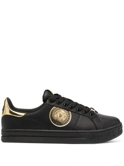 Versace Jeans Couture Men's Shoes Leather Trainers Sneakers Fondo Court In Black