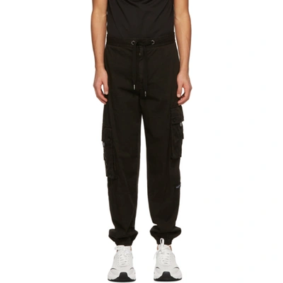 Dolce & Gabbana Black Garment-dyed Jogging Cargo Pants In N0000 Black