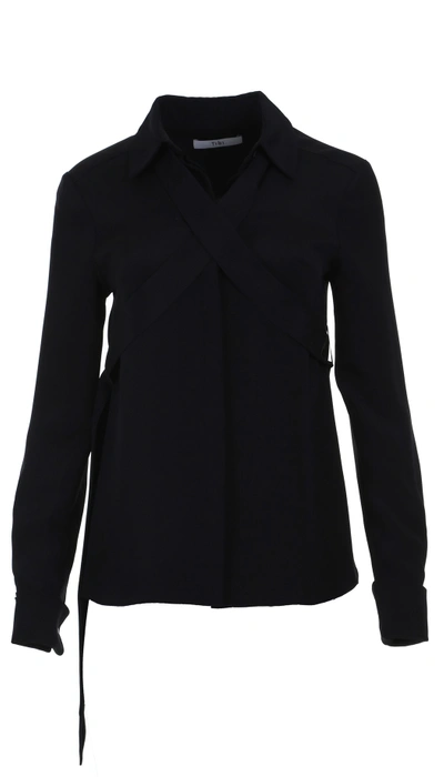 Tibi Silk Chica Blouse In Black