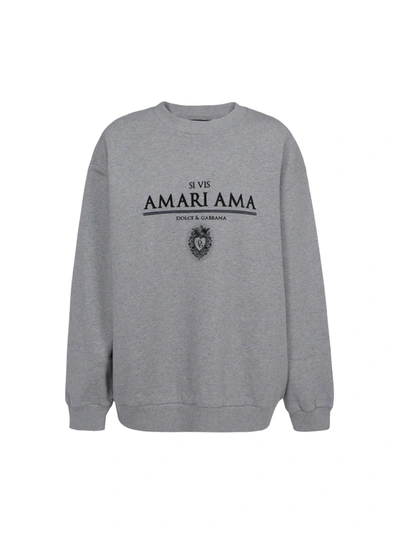 Dolce & Gabbana Logo Printed Sweatshirt In Grey