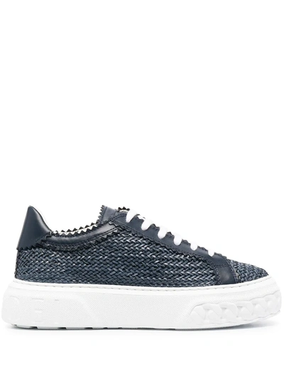Casadei Woven Panel Sneakers In Blue