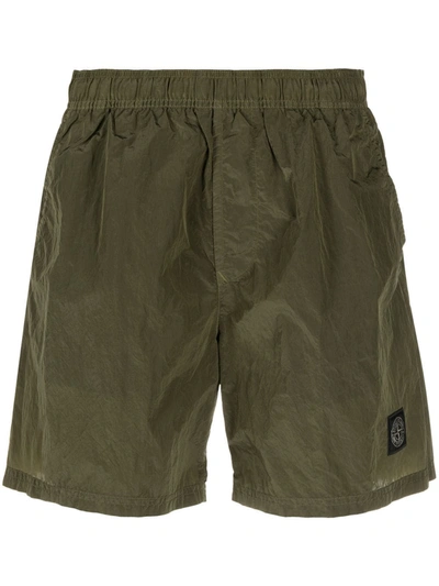 Stone Island Garment-dyed Shell Swim Shorts In Green