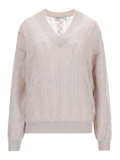 Agnona Cable-knit Jumper In Pearl Grey In Light Grey