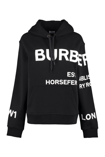 Burberry 黑色“horseferry”大廓形连帽衫 In Black