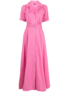 Staud Millie Recycled-poplin Maxi Shirt Dress In Pink