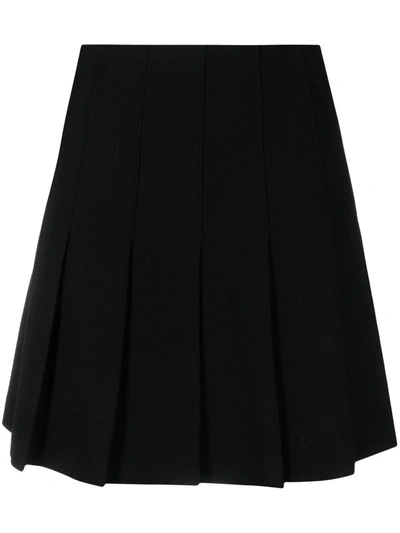 Alessandra Rich Pleated Wool-blend Mini Skirt In Black