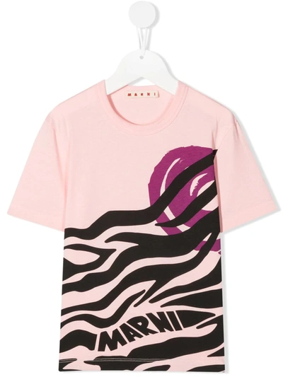 Marni Teen Logo-print Cotton T-shirt In Rose