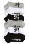 Adidas Originals Originals Assorted 6-pack No-show Socks In Heather Grey/ Black/ White