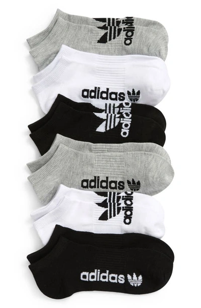 Adidas Originals Originals Assorted 6-pack No-show Socks In Heather Grey/ Black/ White