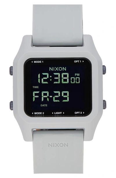 Nixon Staple Digital Rubber Strap Watch In Light Gray