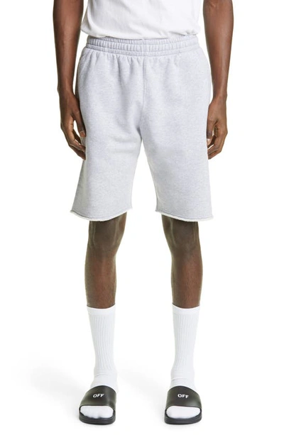 Off-white Marker Stripe Sweat Shorts In Melange Grey