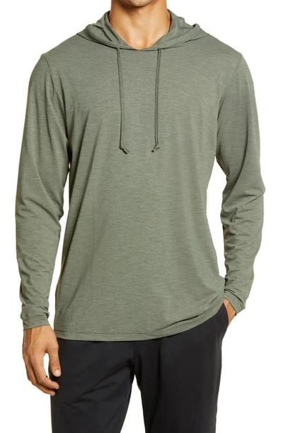 Anetik Low Pro Tech Hoodie In Dark Olive Heathered