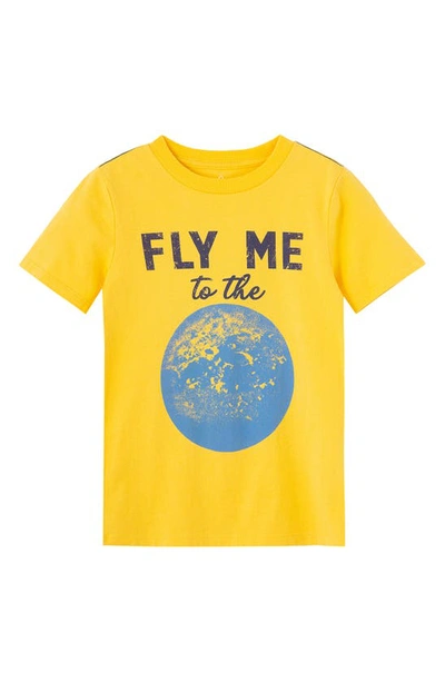 Peek Aren't You Curious Kids' Fly Me To The Moon Graphic Tee In Yellow